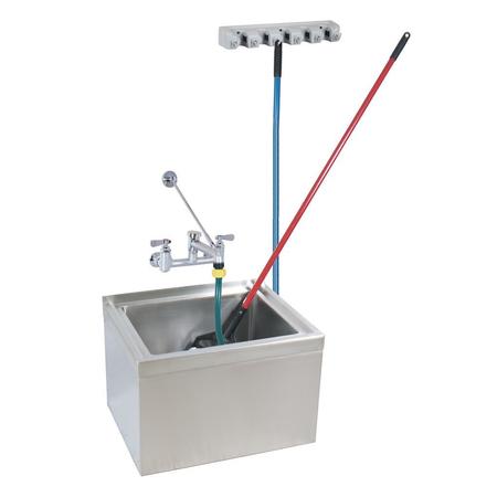 BK RESOURCES 29 in W x 28 in L x Floor Mount, Stainless Steel, Mop Sink Kits BKMS-2424-12-KIT